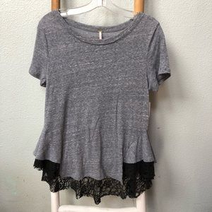 Free People t shirt with lace detail